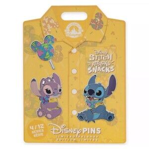 Disney Parks Stitch Lollipop Snacks Attack Trading Pin 3 Pc. Set Angel - NEW